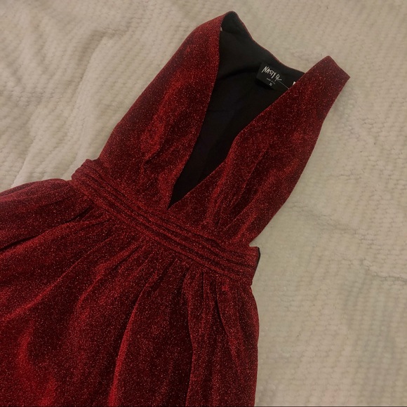 NASTY GAL Red Alert Metallic Shimmer Dress - Picture 6 of 6